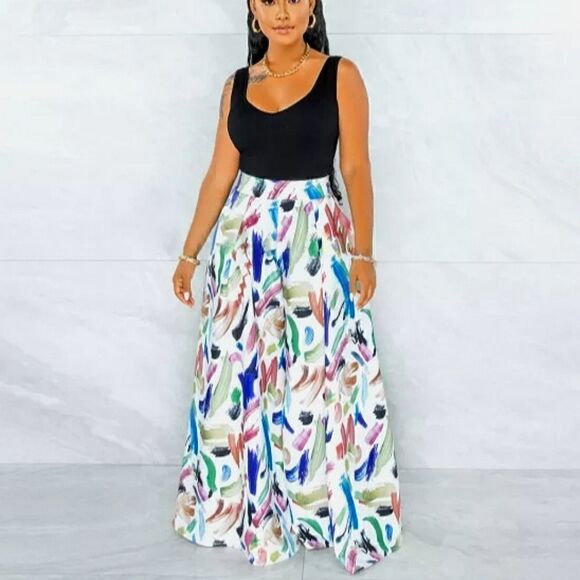 HIGH WAISTED FLARE PANTS Multicolored - Picture 4 of 5